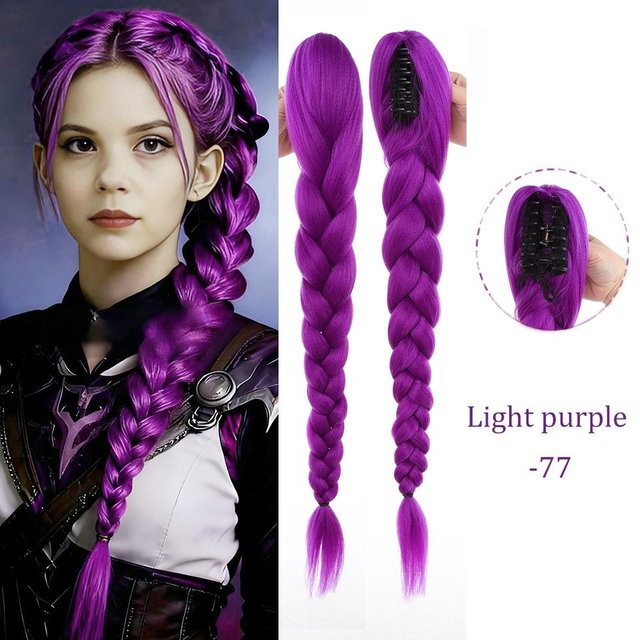 Synthetisches Haar Pferdeschwanz Extensions, Lila, Geflochten, Kinder - Bild 1