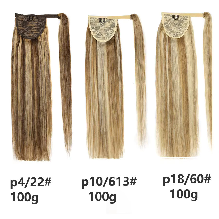 ALI-BEAUTY Echthaar-Pferdeschwanzverlängerung, Brasilianisches Remy-Haar, Unisex - Bild 5