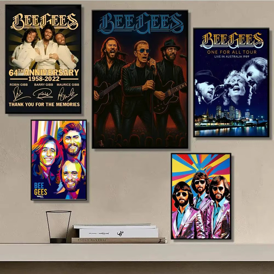Bee Gees Band Poster Aufkleber Rastar Retro Wandkunst wasserfest für Wohnzimmer und Schlafzimmer, Mehrfarbig - Bild 3