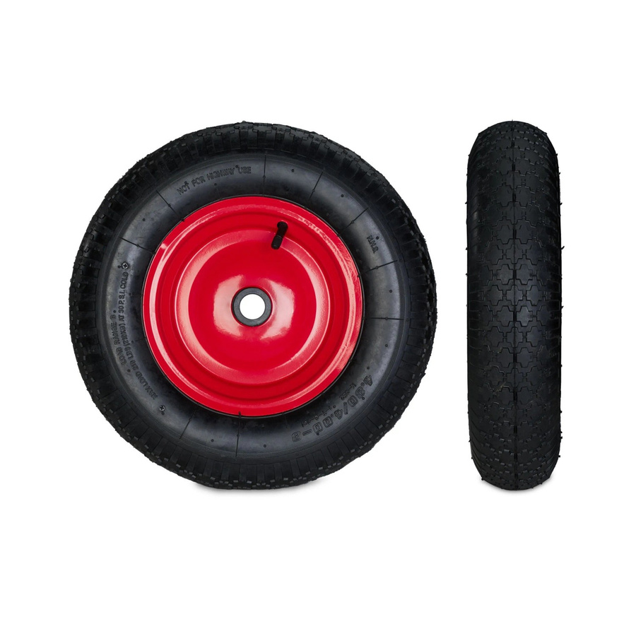 Relaxdays Schubkarrenrad aus Stahl in Schwarz und Rot, luftbereift mit Adaptern, Durchmesser: 39 cm, Breite: 9 cm - Bild 2