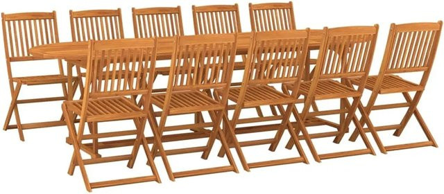 vidaXL 11-teilige Garten-Essgruppe aus Akazien-Massivholz in Braun, B/T/H: 280 x 90 x 75 cm - Bild 1