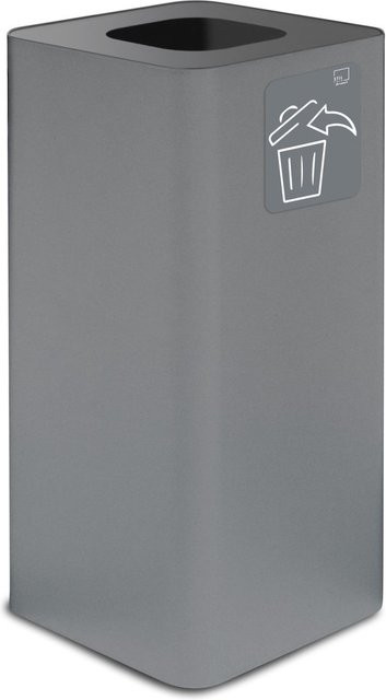 Stil Casa PURE Abfallsammelbehälter aus lackiertem Stahl mit Flip-Lid, Grau, 100 l, B/T/H: 38,3 x 38,3 x 82,5 cm - Bild 1