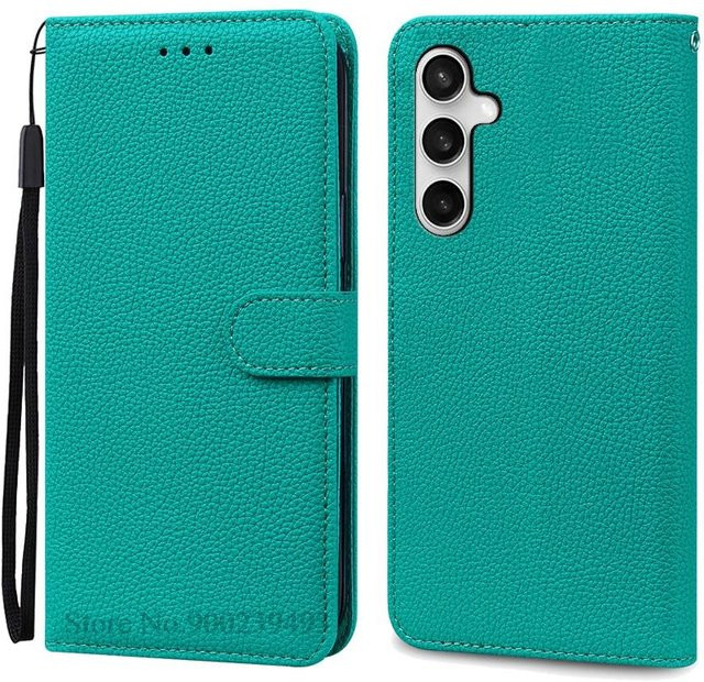 Leder Klapphülle für Samsung Galaxy A17 5G und A17 4G in Cyanblau - Bild 1