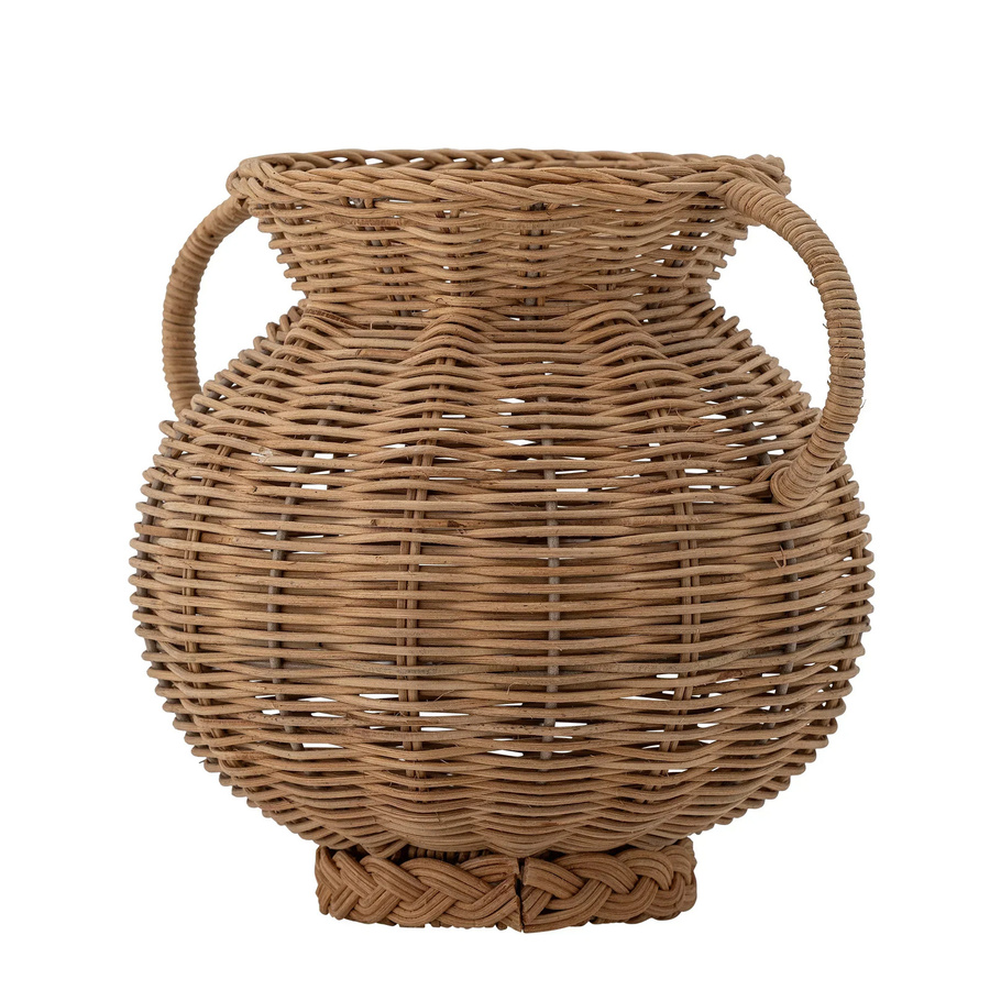 Bloomingville Vase aus Rattan und Glas in Braun, Durchmesser: 25 cm, Höhe: 26 cm - Bild 1