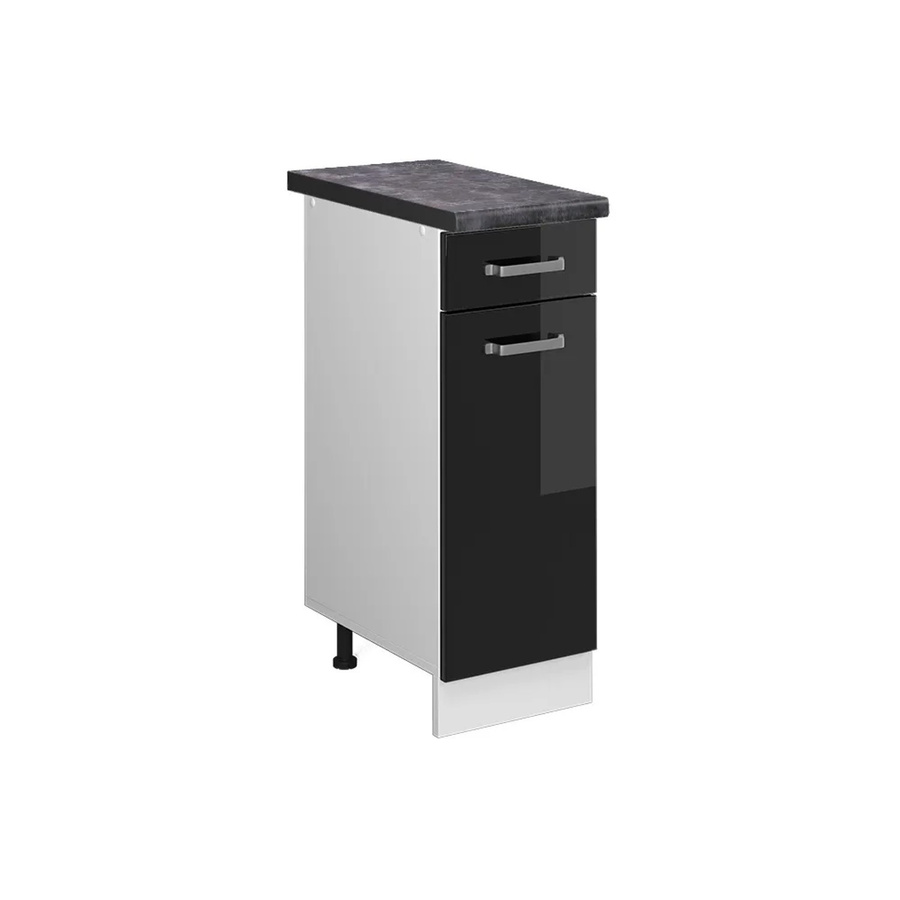 Vicco Küchenunterschrank R-Line in Schwarz Hochglanz und Weiß, B: 30 cm, H: 81,6 cm, T: 60 cm - Bild 2