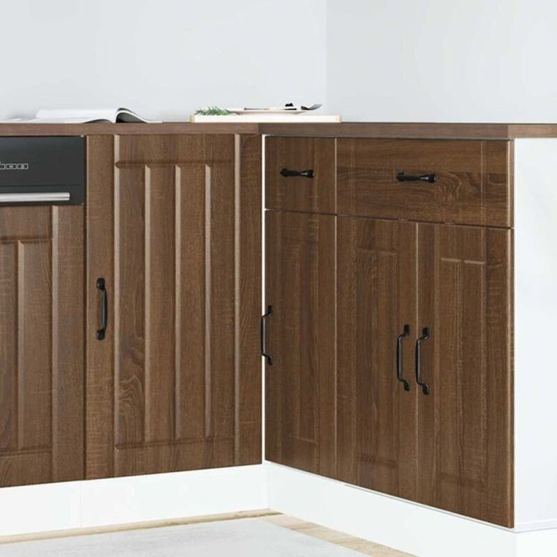 Küchenunterschrank Lucca von vidaxl in Braun mit Eichen-Optik aus Holzwerkstoff und Drehtüren im Landhausstil, B: 86 cm, H: 81,5 cm, T: 46 cm - Bild 1