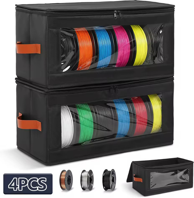 Shunmaii 3D-Drucker Filament-Aufbewahrungstasche für 4 Spulen à 1 kg, Staubdichter Filament-Organizer in Schwarz - Bild 1