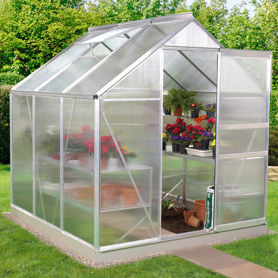 Vitavia Gewächshaus Planet 3800 mit Fundament, Aluminium Eloxiert, Silber, B: 195 cm, T: 195 cm, H: 207 cm, Polycarbonat-Platten - Bild 3