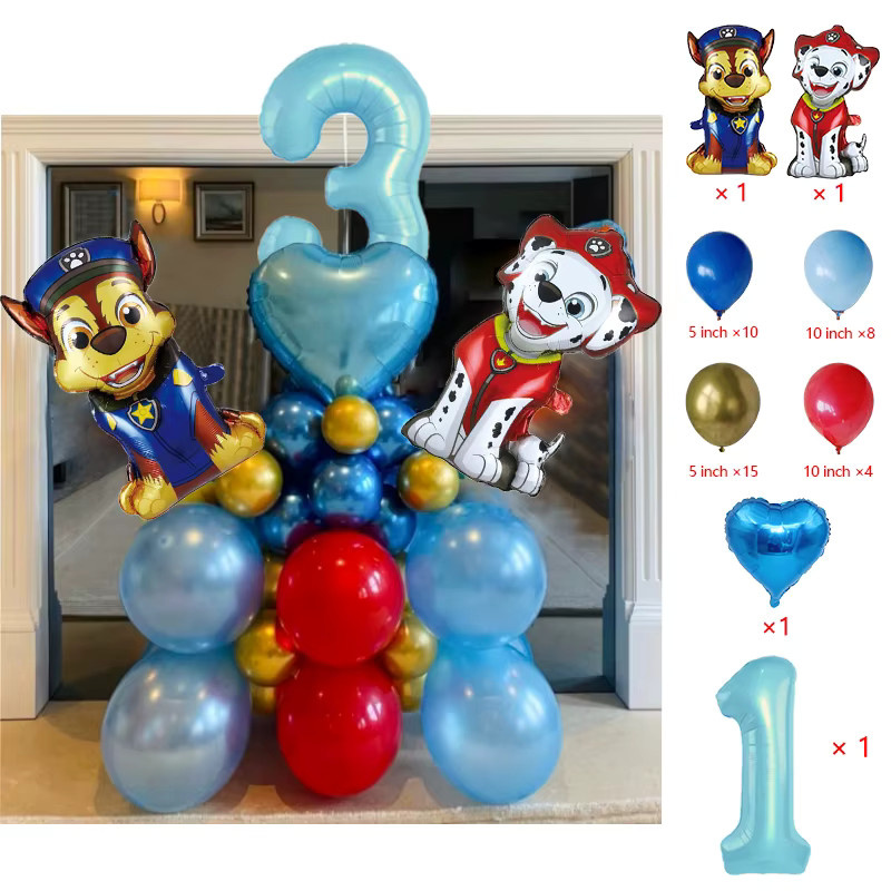 Paw Patrol Geburtstag Dekoration Set mit 41 Stück Cartoon Hund Ballons aus Aluminium und Latex in Mehrfarbig für Kinderpartys - Bild 2