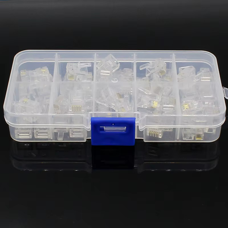 ELECAPITAL RJ11 6P6C Modular Jack Netzwerk Stecker 6 Pin in transparent, 50 Stück im Karton - Bild 2