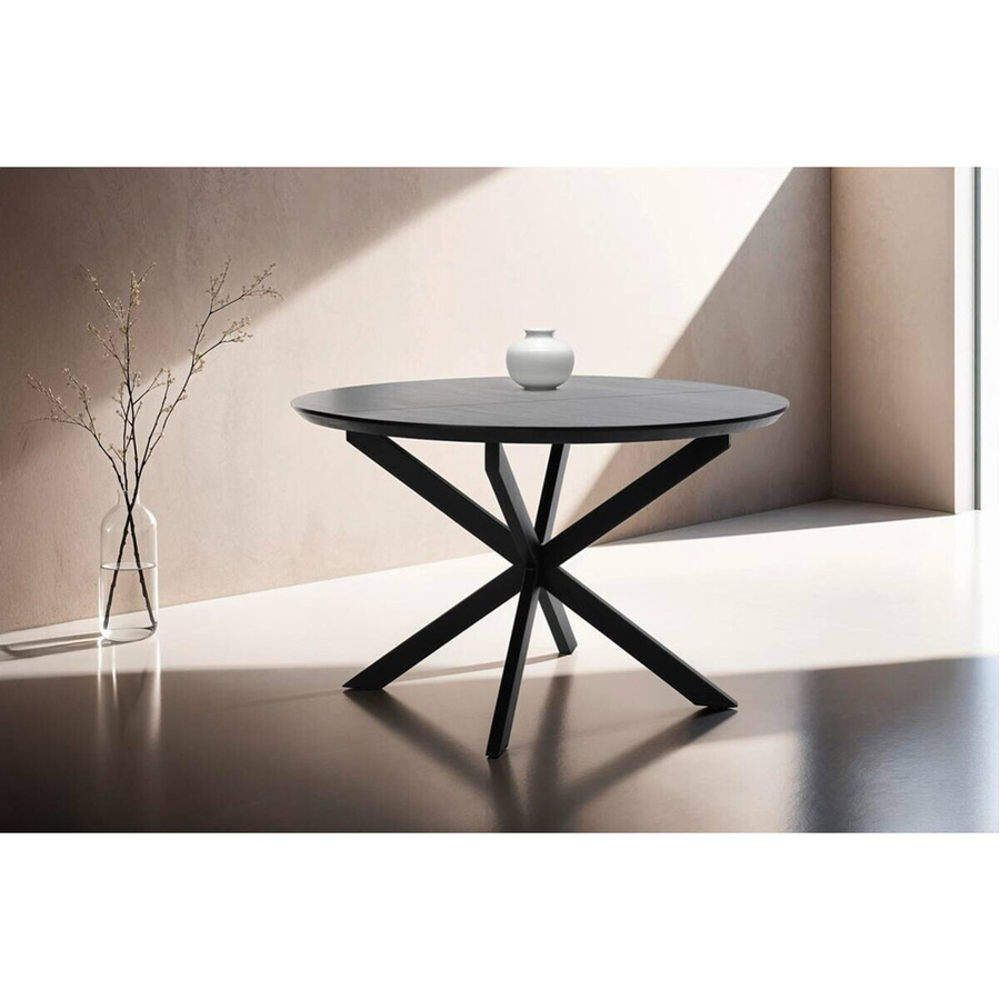 byLIVING Esstisch OREGOREN mit Auszug, rund, schwarz, B/T/H: 120 x 110 x 76 cm - Bild 4