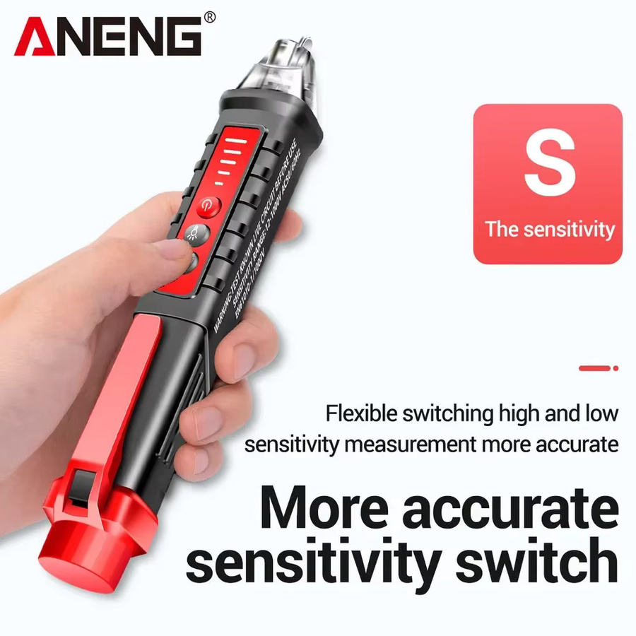 ANENG VD802 Berührungsloser Spannungsprüferstift für AC-Spannung 12-1000 V, NCV Durchgangsdetektor und Tester in Rot - Bild 3