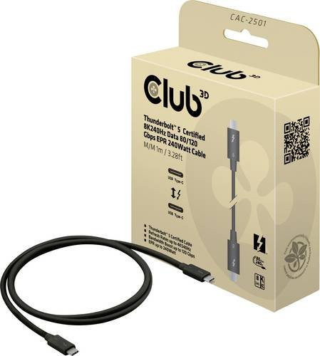 Club3D Thunderbolt USB-C Kabel Schwarz CAC-2501 Länge: 1,00 m - Bild 1