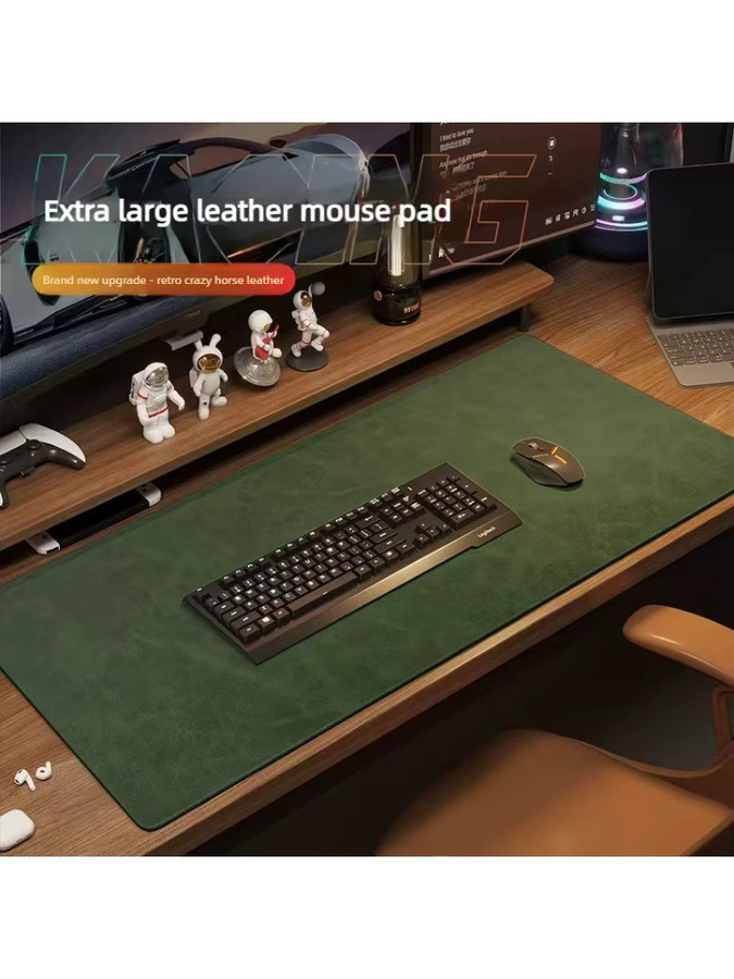 Tragbares Gaming-Mauspad aus wasserdichtem PU-Material mit Crazy-Horse-Textur in Grün - Bild 3