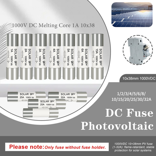 Solar DC 1000V PV Sicherungen in Silber, 10x38mm - Bild 1
