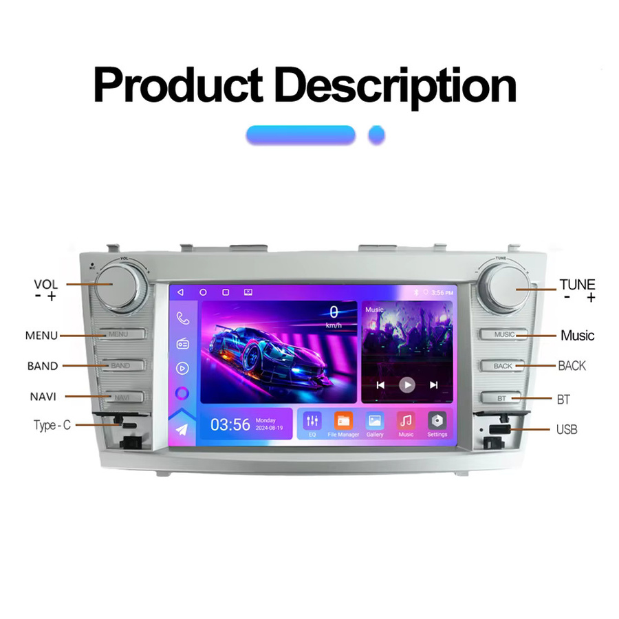 Icreative Android Auto Radio für Toyota Camry XV40 2006-2011 mit 8 Zoll Display, Carplay, Multimedia, Navigation und GPS - Bild 4