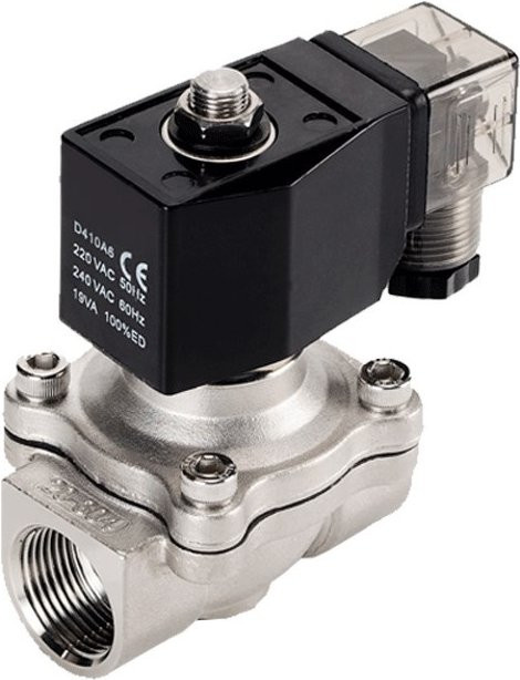 Acarps Elektrisches Magnetventil aus Edelstahl in Silber, Normalerweise geschlossen, IP65 Schutzklasse - Bild 1