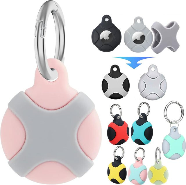 Apple AirTag Halter mit Schlüsselanhänger in Gelb – Schützende Silikonhülle für Schlüssel, Geldbörsen und Rucksäcke - Bild 1