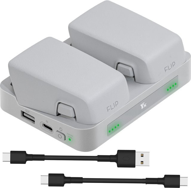 DJI Flip Side by Side 2-Wege Batterie-Ladestation und Powerbank in Grau und Weiß - Bild 1