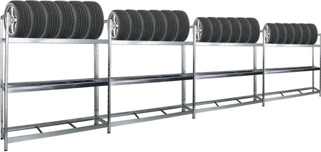 PROREGAL Reifenregal Tiger XL aus verzinktem Stahl, 4er Set, Farbe Silber, H x B x T: 200 x 180 x 45 cm - Bild 1