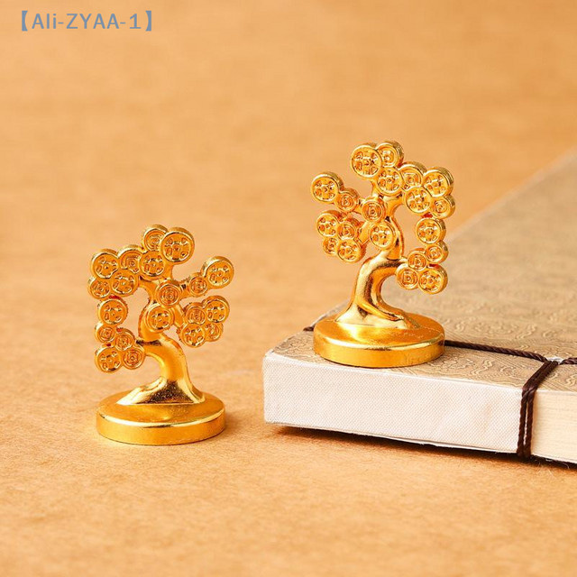 ZYAA-1 Feng Shui Glücksbringer Baum Set aus Metall in Gold für Desktop und Auto als dekoratives Ornament - Bild 1
