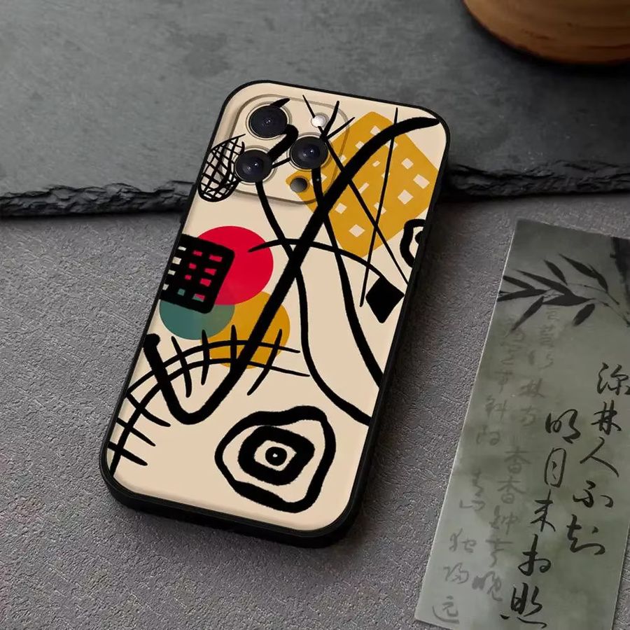 Wassily Kandinsky Abstrakte Handyhülle für Apple iPhone in Schwarz aus weichem Silikon - Bild 2