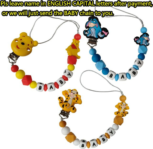 Potdemiel Personalisierte Schnuller Kette aus Silikon mit Disney Winnie Puuh Motiven für dein Baby - Bild 1