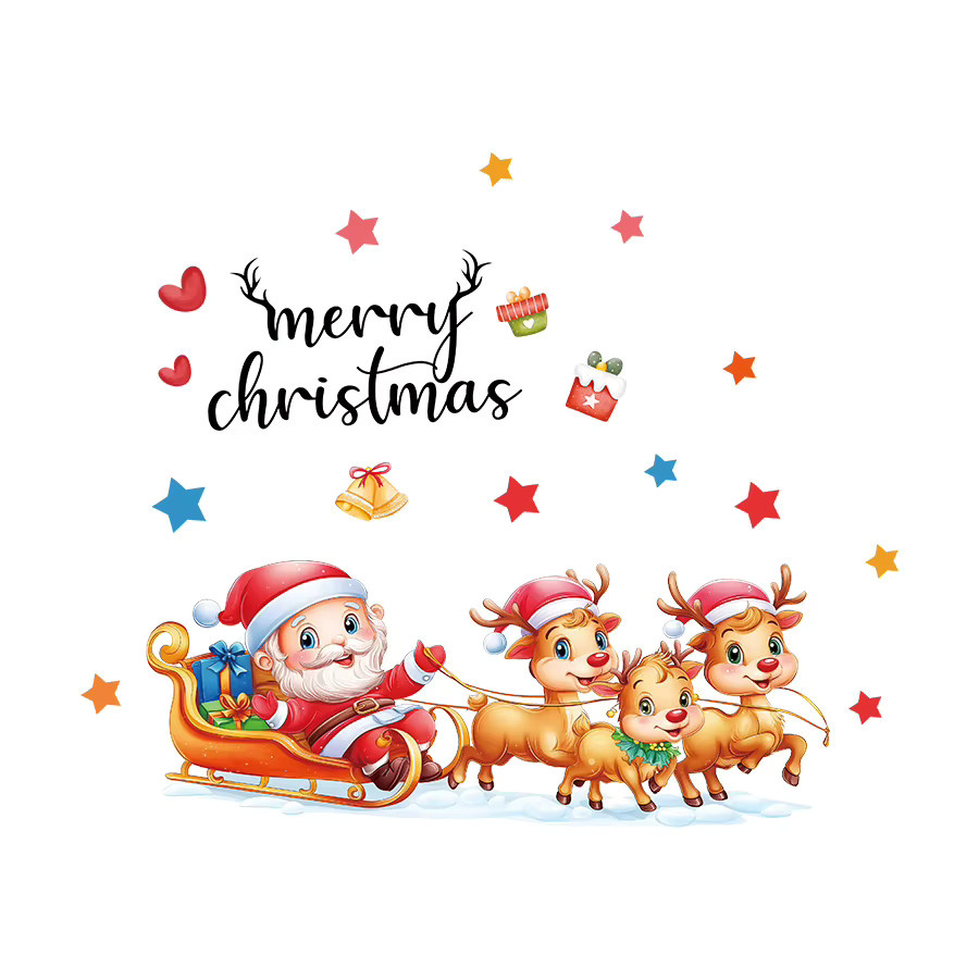 BRUP Weihnachtsmann Toilettenaufkleber mit Schlitten, Rentier und Sternen in Multicolor aus Kunststoff für deine Weihnachtsdekoration - Bild 3