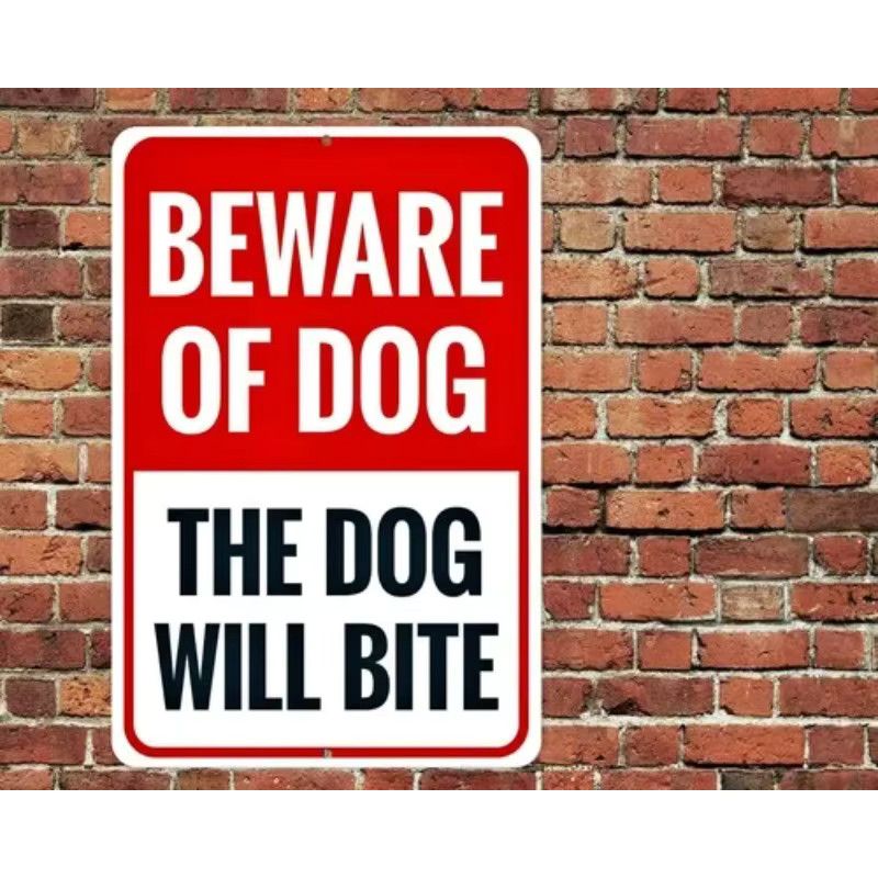 Potdemiel Warnschild Beware Of Dog The Will Bite aus Aluminium, B: 30,5 cm, H: 20,3 cm - Bild 2