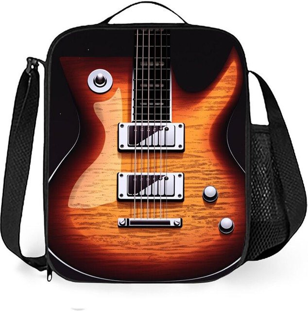 Fancy Style Studio Bento-Lunchtasche für Kinder mit Gitarrenmuster in Multicolour, flache Schultertasche für das Mittagessen - Bild 1
