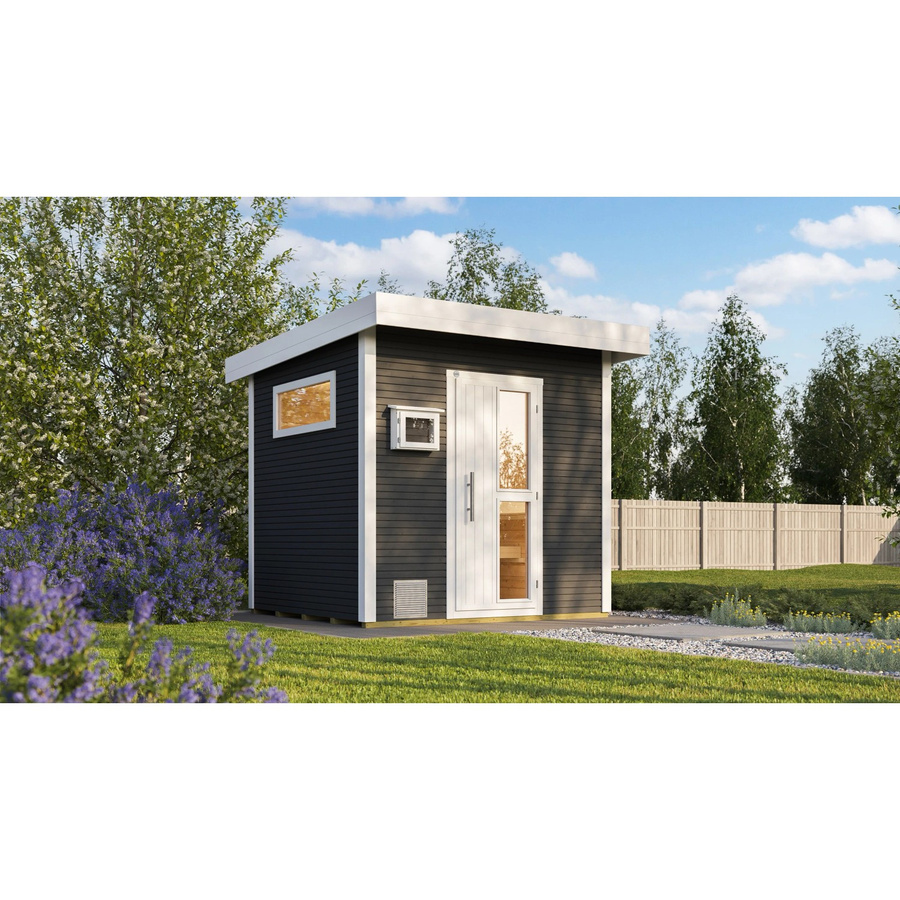 WEKA Design-Saunahaus Kuopio aus Blockbohlen in Anthrazit, B/H/T: 263 x 253 x 298 cm - Bild 2