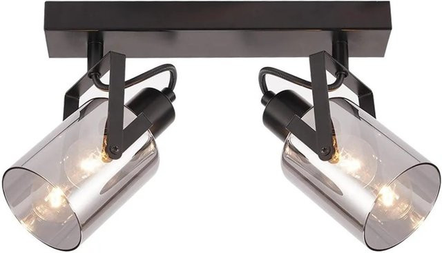 NETTLIFE Deckenstrahler aus Metall und Glas in Schwarz, dimmbar, Industrial Design mit transparentem Glas und E14 Fassung - Bild 1