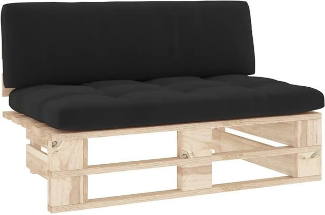 vidaXL Outdoor-Mittelsofa aus imprägniertem Kiefernholz mit schwarzen Polstern für Garten und Terrasse - Bild 1