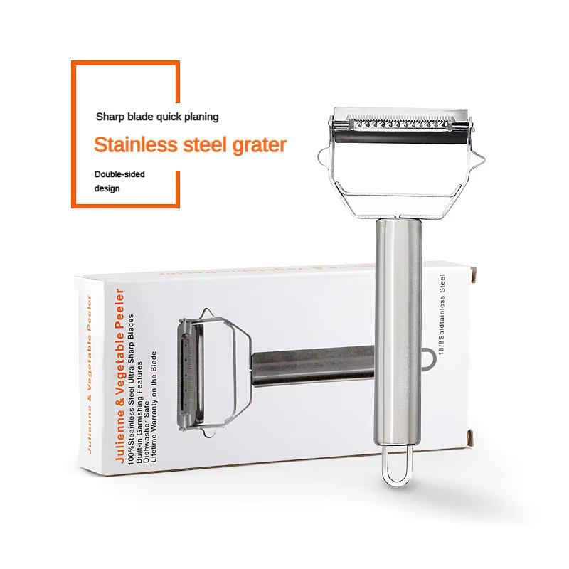 Multifunktionaler Edelstahl Dual-Head Gemüseschäler und Reibe in Silber - Bild 4