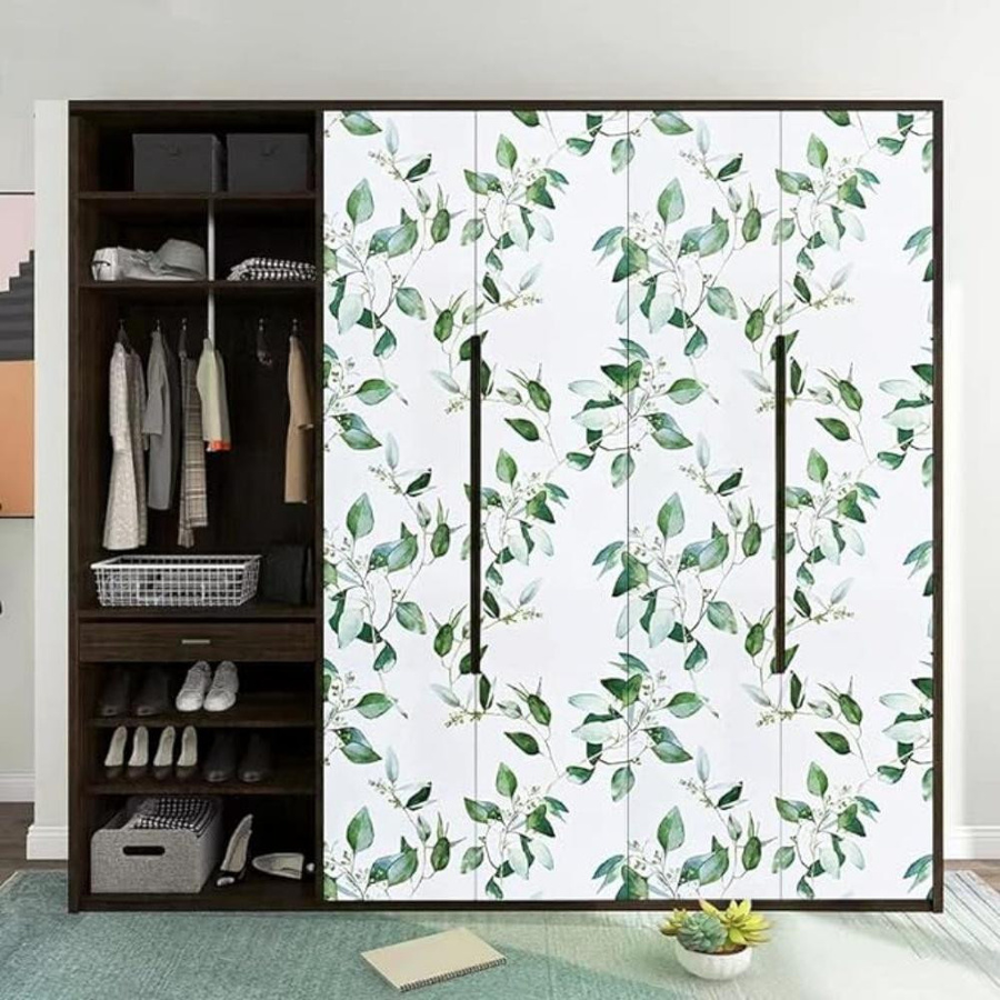 Wipon Kontaktpapier mit grünem Blattmuster im floralen Japanischen Stil, selbstklebende Tapete für Schlafzimmer, Schubladen und Schränke, Breite: 45 cm, Länge: 3 m - Bild 5