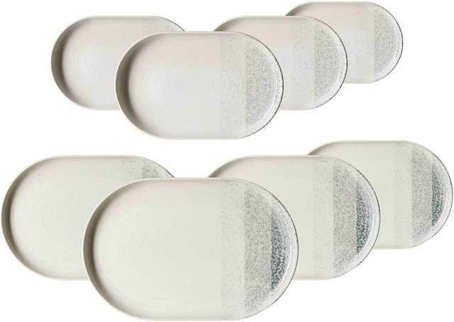 Ritzenhoff & Breker Trio Servierplatten-Set 8-teilig aus Keramik in Grau, oval und gestreift - Bild 1