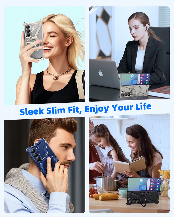 Eary Z-Form Schutzhülle für Samsung Galaxy Z Fold 7 in Blau mit 360 Grad drehbarem magnetischem Metallständer und Rahmenloser Fallschutz-Abdeckung - Bild 5