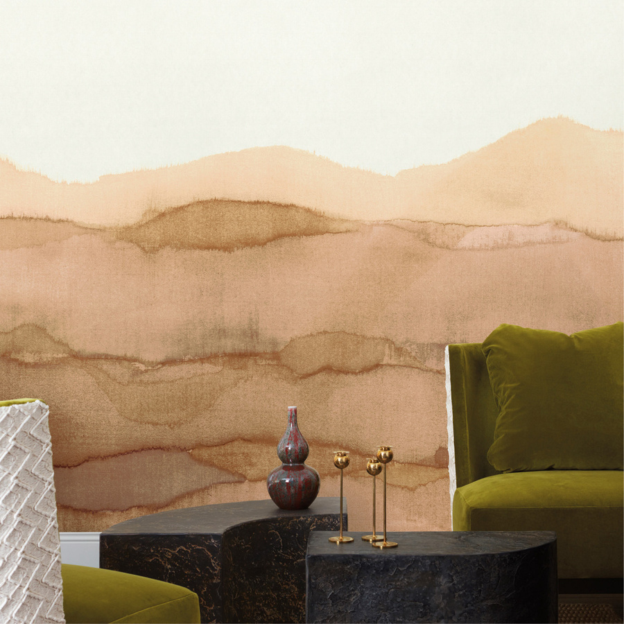 Nobilis Mural Acqua Alta Wandbild in Ocker und Beige mit abstraktem modernem Design - Bild 1
