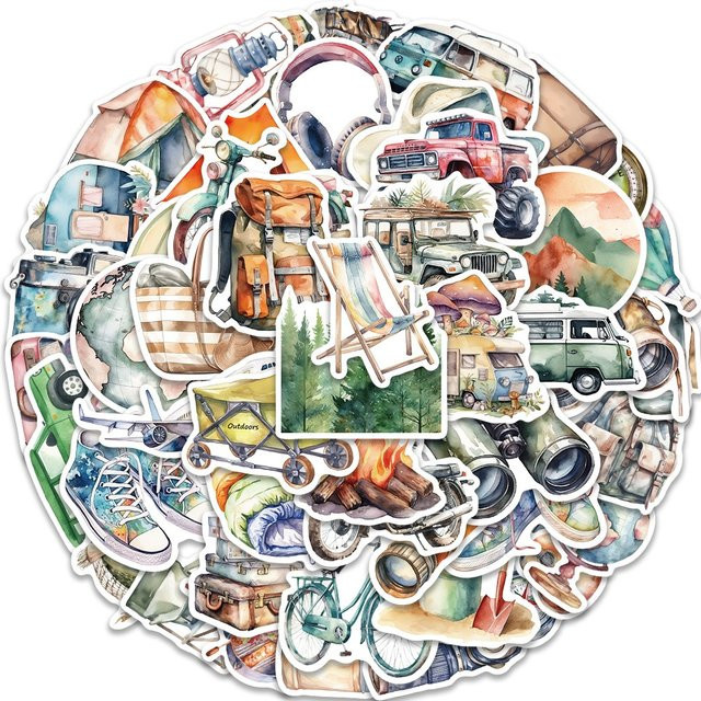 50 Stück wasserfeste Aquarell Graffiti Aufkleber von BulingBulingStickers Shop in Multicolour - Bild 1