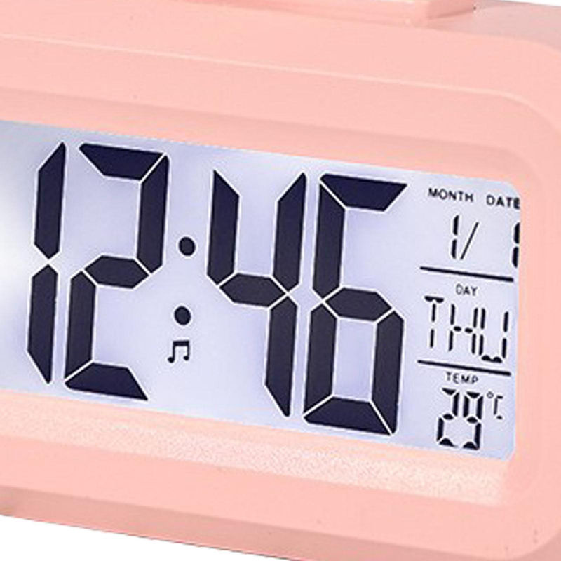 Tooarts Digitale LED Desktop Wecker mit Cartoon-Design, Temperaturanzeige, Datum und Beleuchtung, Rosa - Bild 3