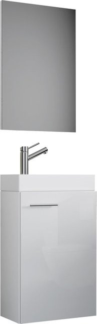 VCM Slito 3-tlg. Badmöbel-Set für das Gäste-WC in Weiß mit Keramik-Waschbecken und Unterschrank, B/T/H: 41 x 22 x 130 cm - Bild 1