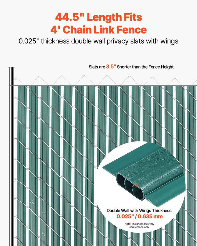 Buying Solutions MB Sichtschutzstreifen für Maschendrahtzaun, doppelwandig mit Flügeln, Farbe: Grün, für 1,22 m hohe Zäune - Bild 3