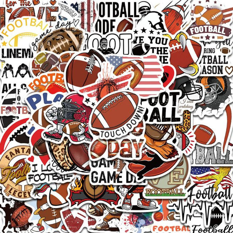 50 Stück American Vintage Rugby Aufkleber, wasserfeste PVC Graffiti Sticker für Laptop und Gepäck, mehrfarbig - Bild 1