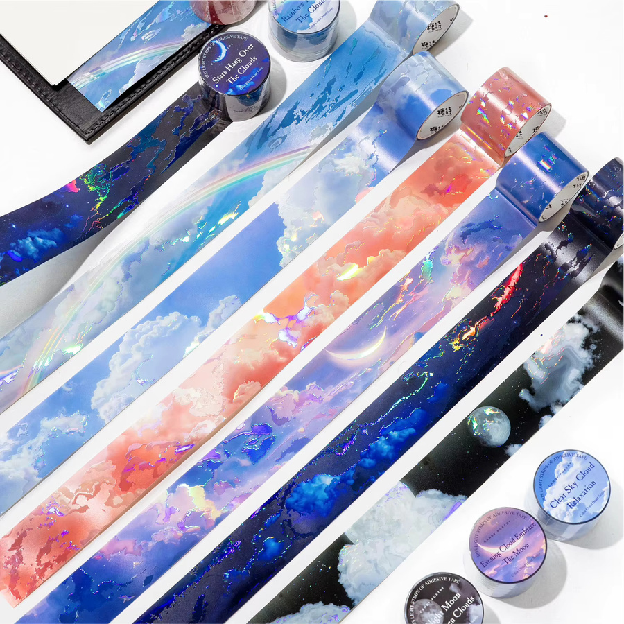 Silbernes Sky Cloud Laser Masking Tape mit Wolken- und Herz-Motiv für dein Scrapbook und Tagebuch, Breite: 3 cm, Länge: 100 cm - Bild 3