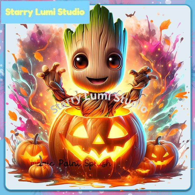 KAYOU Baby Groot 5D Diamantmalerei Mosaikbild mit Vollbohrern als bunte Cartoon-Dekoration für Kinder - Bild 1