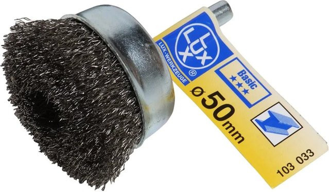 LUX-TOOLS Topfbürste fein in Silber mit Metallgehäuse, Durchmesser: 50 mm - Bild 1