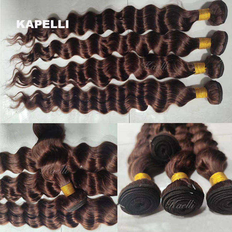 Kapelli Echthaar-Extensions, lockig, 4x4 HD transparente Spitze, schokoladenbraun - Bild 3