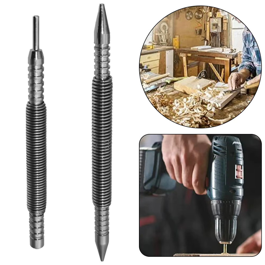 Alloet Hammerless Nagelset Single Ended Center Pin Punch Federbelasteter Markierer für Startlöcher in Holz - Bild 5