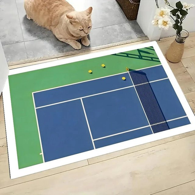 Rutschfeste Tennisplatz Fußmatte von Lodestar aus Polyester, Mehrfarbig, B/T/H: 60 x 40 x 1 cm - Bild 1