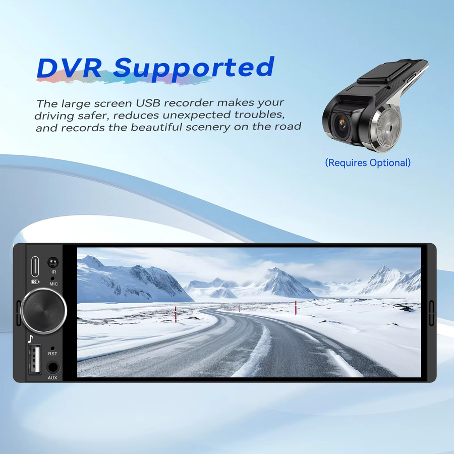 Podofo 1Din Autoradio mit 6,28 Zoll HD-Touchscreen, kabelloses CarPlay und Android Auto, MirrorLink, Bluetooth und USB, Schwarz - Bild 4